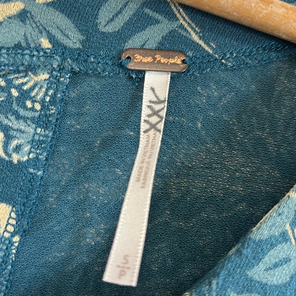 FREE PEOPLE Hello Lover Ruched Shoulder Tunic Dress in Dusty Indigo Combo - Picture 6 of 10